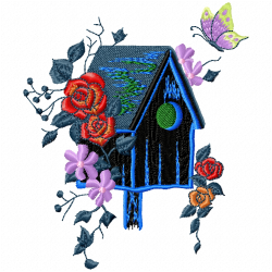Bird Houses Embroidery Design 1 Bird Houses Embroidery Design 1